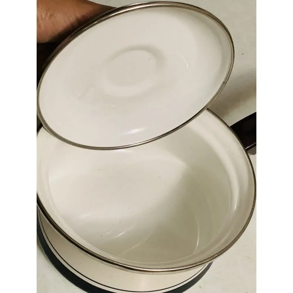 Sanko Ware Janko Classic Series 1 Quart Saucepan Vintage Japan Porcelain Enamel